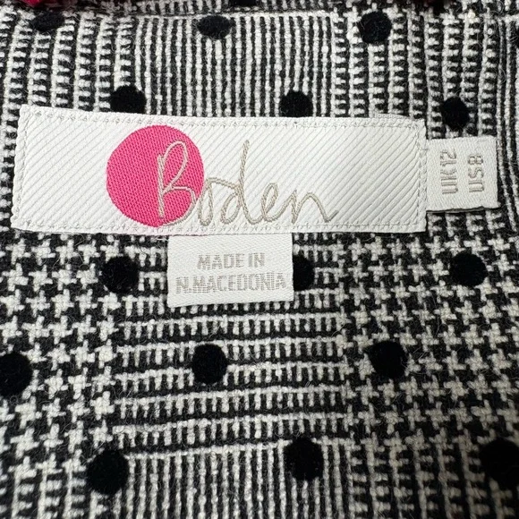 Boden Wool Double Breasted Blazer Women’s Size 8 Gray Polka Dot Office Classy - Picture 2 of 14